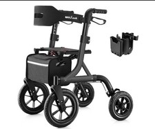 Walkers for Seniors, Rollator Walker with Seat, 12" Big Rubber Wheels All...