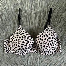 Hurley Psh Up Bra Womens Size 38C Padded Underwire Light Pink Leopard Print