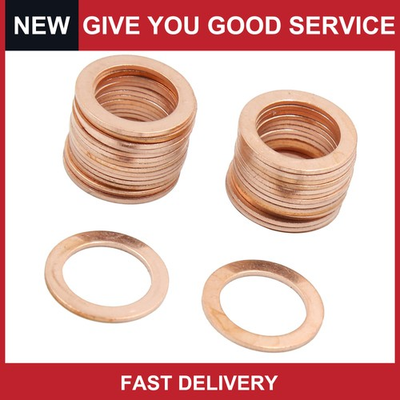 #ad Universal 14mm ID Copper Crush Washers Flat Car Sealing Gaskets Rings Pack of 30 $11.79