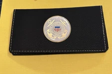 Coast Guard  USCG BLACK Leatherette Checkbook Cover FAUX LEATHER FREE SHIPPING