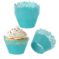 Cupcake-FöRmchen Aus Papier,50 StüCk,BackföRmchen Standard,Rosendekor,Dunkelblau