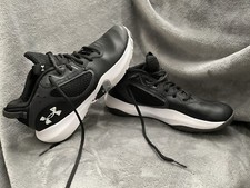 Under Armour Lockdown 6 Black White Gray Basketball Shoe Girl Boy Size M7.5 / W9