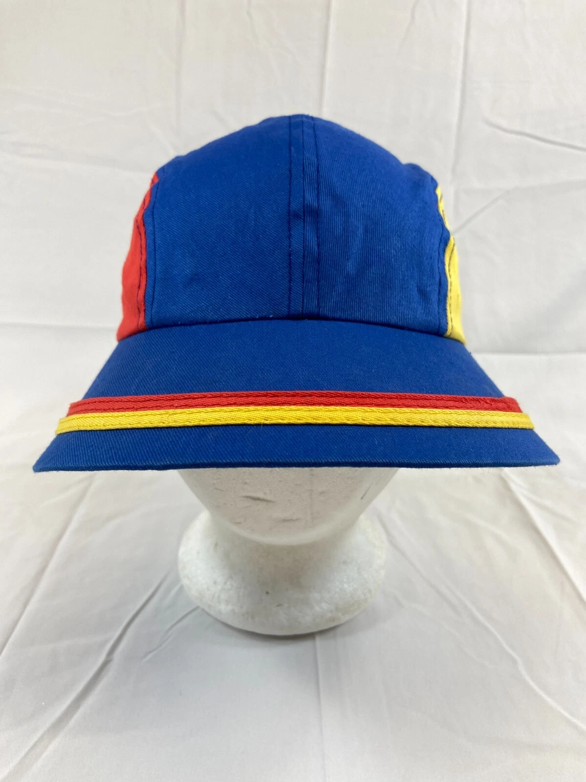 Wide Brim Sun Hat Baseball Cap Blue Multicolor Stripes Stretch Back Full Shade