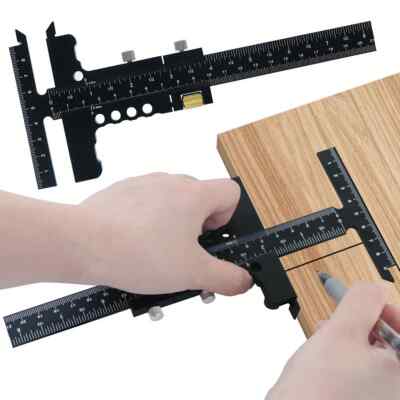 Woodworking Scriber Gauge Aluminum Alloy Sliding Marking Gauge T-Square Scribing