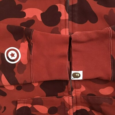 BAPE Double Tiger Shark full zip hoodie Red camo A Bathing Ape