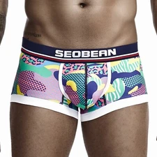 SEOBEAN MEN'S NEW COLORFUL UNDERWEAR LOW-RISE BOXERS SHORTS