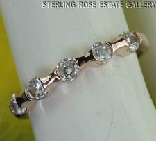 CUBIC ZIRCONIA ROSE GOLD VERMEIL Sterling Silver 925 WEDDING BAND RING size 5.25