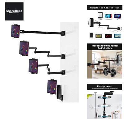 Tablet three-part wall mount for 4-13 inch, 360° rotatable, retractable 10-68...