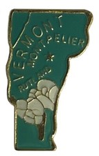 Vermont Enamel State Map Montpelier Rutland Lapel Pin