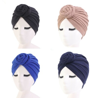 4 Pcs-pack Women Night Sleep Caps Hair Care Bonnet Hats Head Cover Silk Caps 