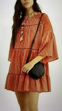 Free People Capri Orange Embroidered Tunic Dress Mini Lola Size M