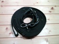 Longe, schwarz, Ledersteg mit Haken und Wirbel, Handschlaufe,stabieler Gurt,2cm
