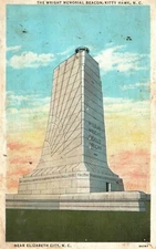 Vintage Postcard 1936 The Wright Memorial Beacon Kitty Hawk NC Elizabeth City
