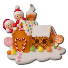Gingerbread House Family  2 3 4 5 6 Personalized Christmas Ornament