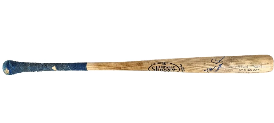 Juego de bate firmado por Glenn Beckert usado 0271 MLB Select Slugger madera agrietada 2014 Foto 3 de 4