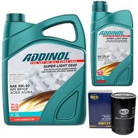 MotoröL Set Addinol 5W-40 Super Light 6 Liter + ÖLfilter FüR Mazda CX-9 3.7 TB