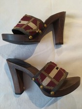 BALLY sandalo sabot zoccolo in legno tacco alto 36