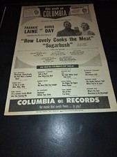 Frankie Laine & Doris Day Sugarbush Rare Original Promo Poster Ad Framed!