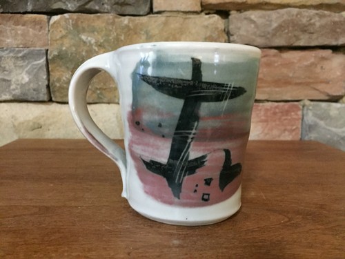 3¾" Mug~Ribbed Inside~Signed Debra Klausner~Gray~Art Pottery