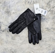 NWT UGG AUSTRALIA MEN'S LEATHER GLOVES FAUX FUR LINING BLACK XL TOUCH SRN 95.00