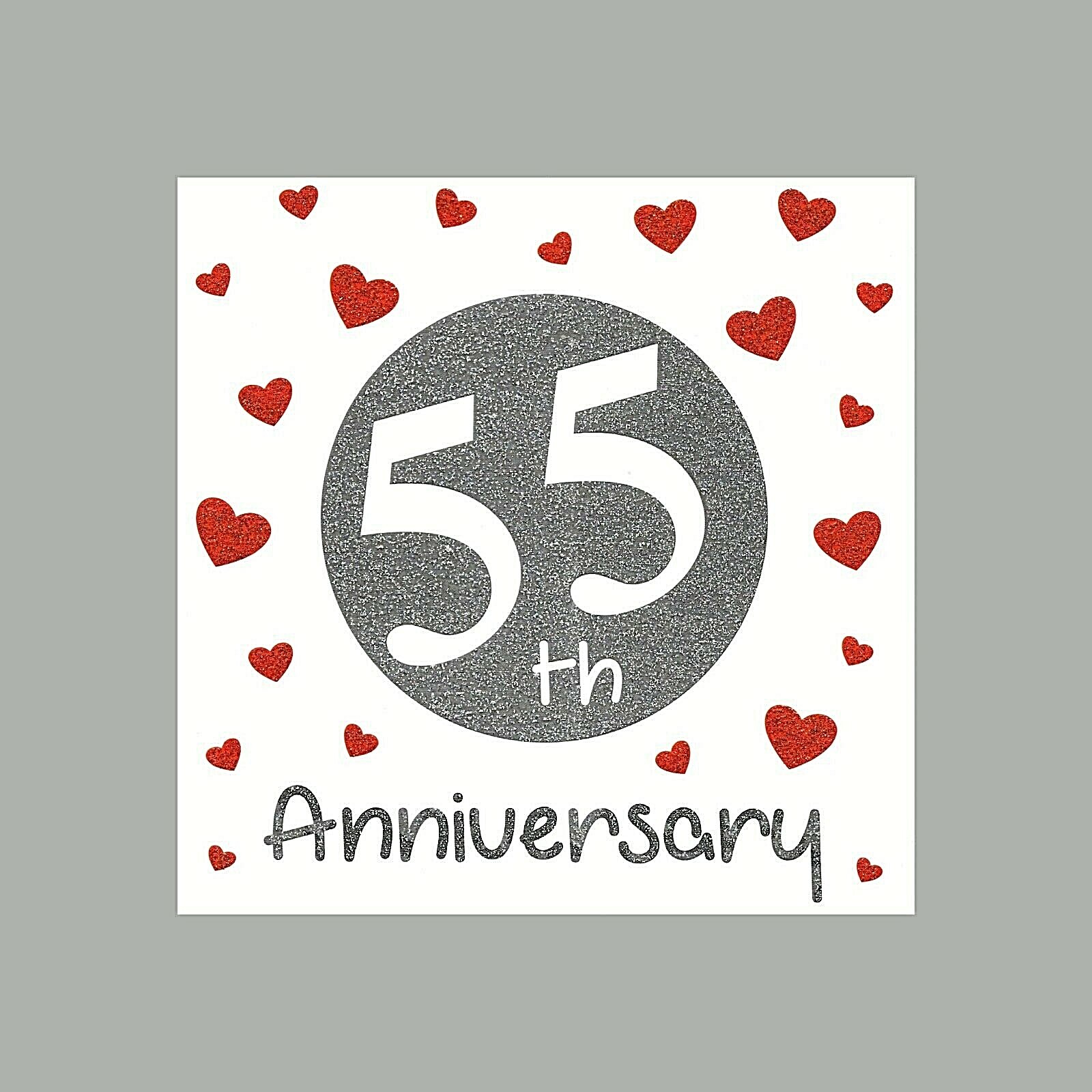 55th Anniversary Card Emerald Wedding - Quality Glittery Finish Love 55 Years