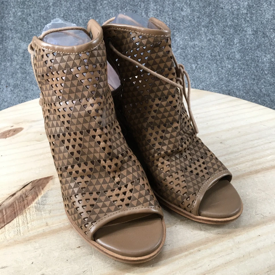 Sandalias Lucky Brand para mujer 9,5 M Riskee cuña perforada gladiador corbata marrón Foto 3 de 4