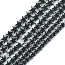 6/8/10MM Natural Hematite Pentagram Five Pointed Star Beads For Jewelry DIY 15''