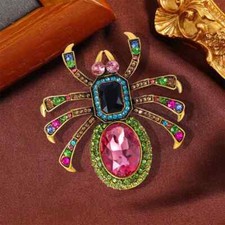 Baroque Big Spider Crystal Badges Brooches Casual Vintage Insect Rhinestone Pins