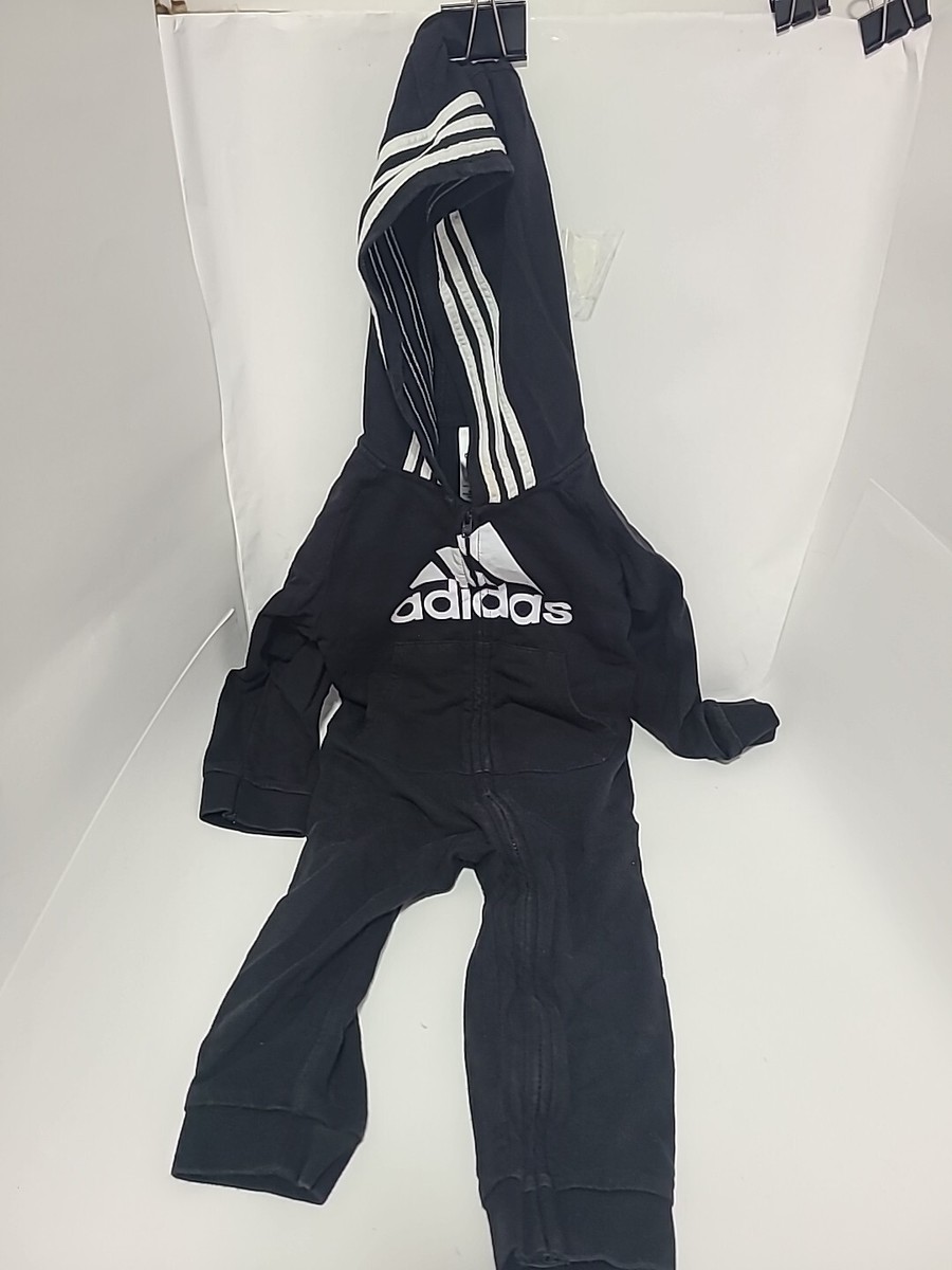 Adidas Baby Boys One Piece Hooded Zip Romper Size 24 Months Old
