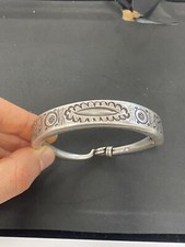 Antique North African Berber Tribe Moroccan Stamped Fish Tension Bangle Bracelet