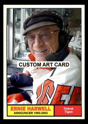 Ernie Harwell Detroit Tigers 1961 Style Custom Made Baseball Art Card Announcer