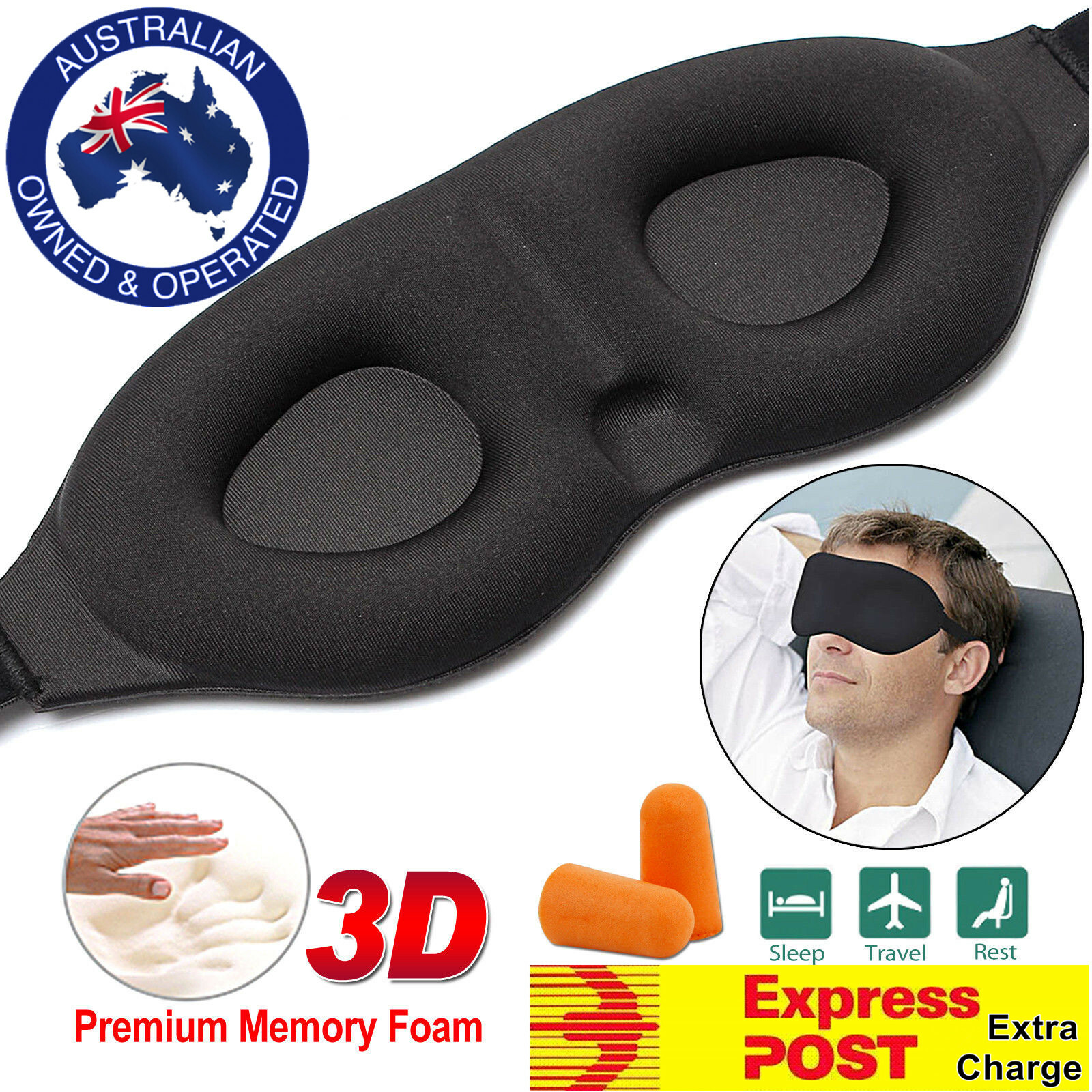 Travel Sleep Eye Mask soft 3D Memory Foam Padded Shade Cover Sleeping