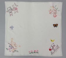 Vintage 1950  s Handmade Embroidered Baby or Doll Blanket, 24    x 25   