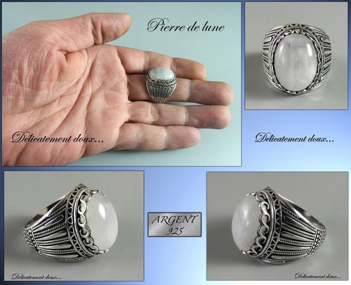 Bague En Argent 925 Et Pierre De Lune - Modèle BA-AR-453 - Taille 53 - Neuf Avec étiquettes