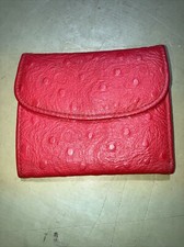 VINTAGE RED OSTRICH SKIN PATTERN CARD-COIN PURSE