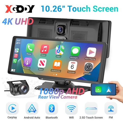 10" Mirror Dash Cam Front and Rear Camera Rearview Touch Screen Car DVR Recorder