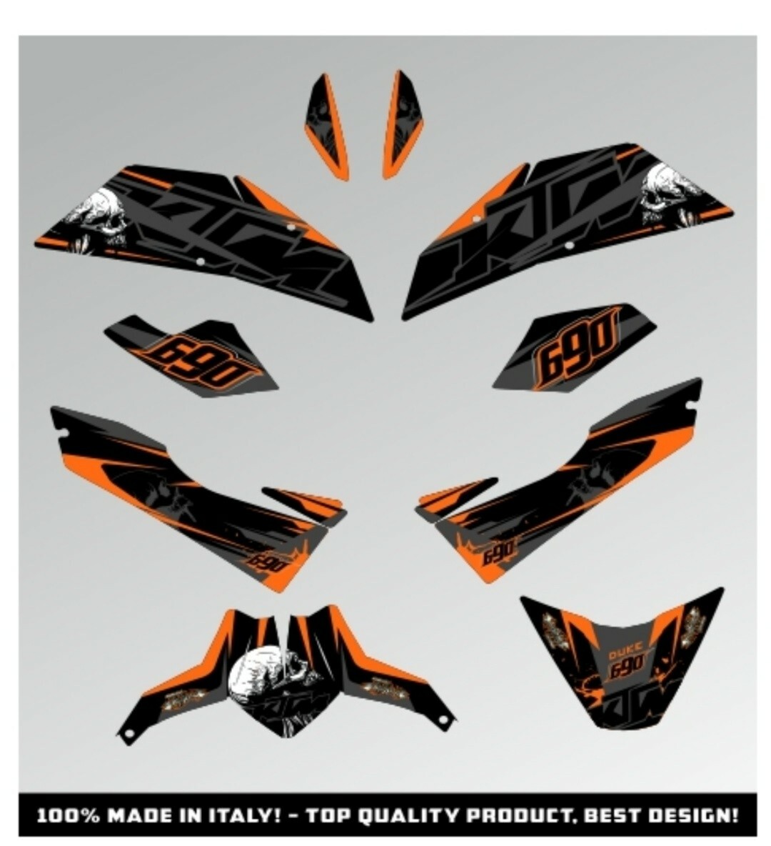 Set Sticker Graphics Kit Skullz Black for Motorcycle DUKE 690 III 2008-2011