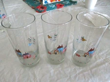 Set Of 3 International Tableworks 12oz. Glasses Heartland Pattern ex. cond