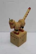 Vintage Wakouwa Wooden Dog/ Cat Push Puppet Square Base