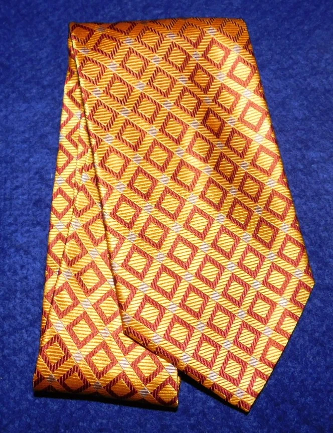 JoS A. BANCO HECHO EN ITALIA ORO/NARANJA CUADRADO MOTIVO CORBATA - CORBATAS - CORBATAS DE DISEÑADOR. Foto 2 de 3