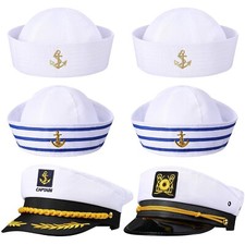SATINIOR 6 Pieces Yacht Captain Hat Sailor Ship Cap Navy Sailor Hat Boat Navy...