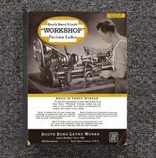 Instruction Manual Fits South Bend Lathe #50 - 9" Workshop Precision Lathes 1939