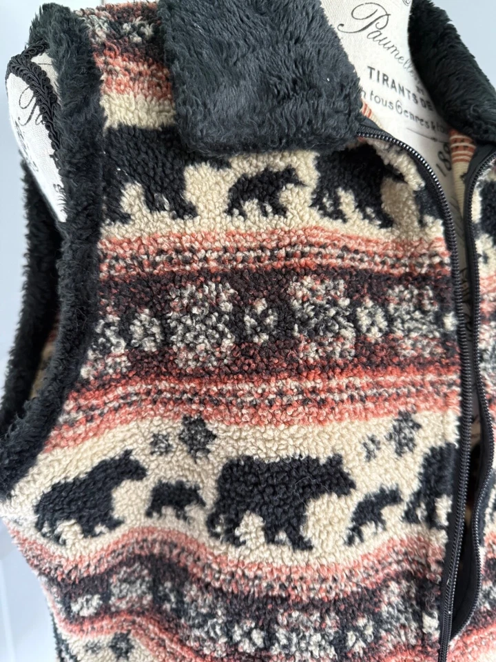 Chaleco Woolrich Vintage Para Mujer Talla Grande Oso Animales Estampado Chaleco Foto 3 de 4