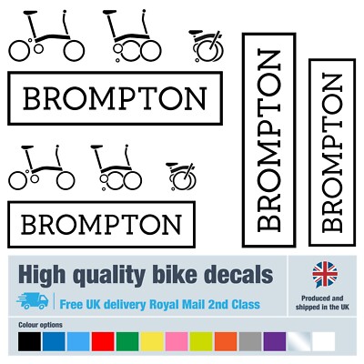 Brompton new bike decals labels with free bike protection 14 colours (21  pack) UK