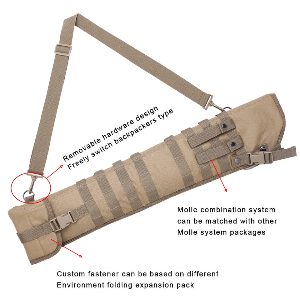 Tactical Shotgun Rifle Scabbard Bag Shoulder Sling Case Holster Molle bags 34" - Image 4 of 4
