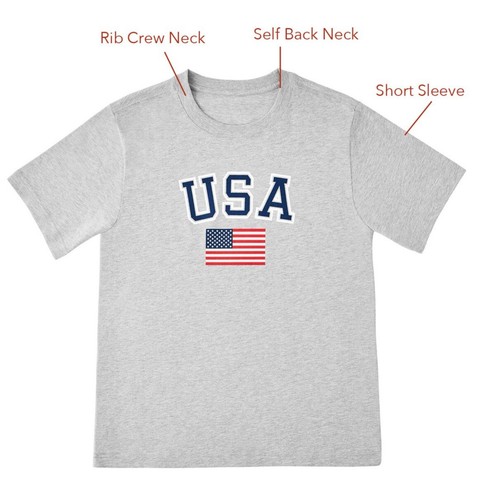 XS Member's Mark Erwachsene Americana USA T-Shirt, Unisex, grau - Bild 4 von 6