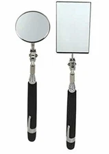 2pc Telescopic Telescoping Inspection Mirror Rectangular & Round Flexible Neck