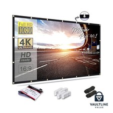 Projector Screen 120 Inch 16:9 Foldable Portable Anti-Crease Polyester