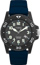 Timex TW5M61100, Men's Blue Silicone Watch, Indiglo, Date, 50 Meter WR