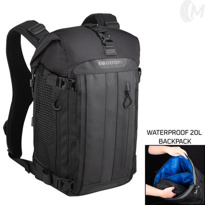 Oxford Atlas Motorrad Rucksack B-20 Advanced 20L Gepäcktasche mit Trockenfutter schwarz